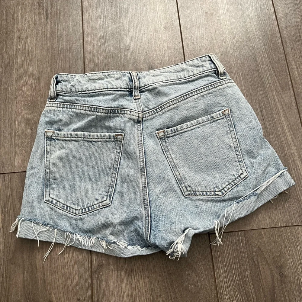 Distressed Light Blue Denim Shorts - Picture 2 of 3